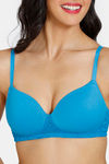 Zivame Beautiful Basics Padded Non Wired 3/4th Coverage T-Shirt Bra - Methyl Blue — thumbnail 6